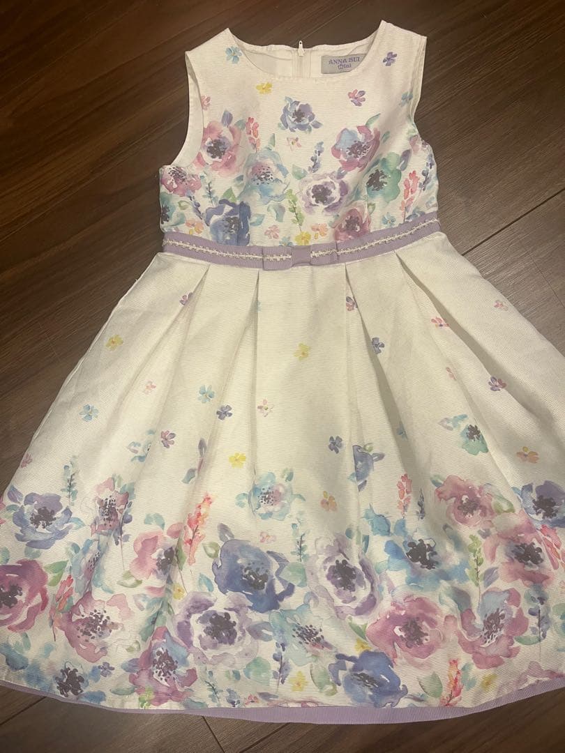 美品✨ANNA SUI mini 水彩花柄ワンピース　日本製　セレモニー