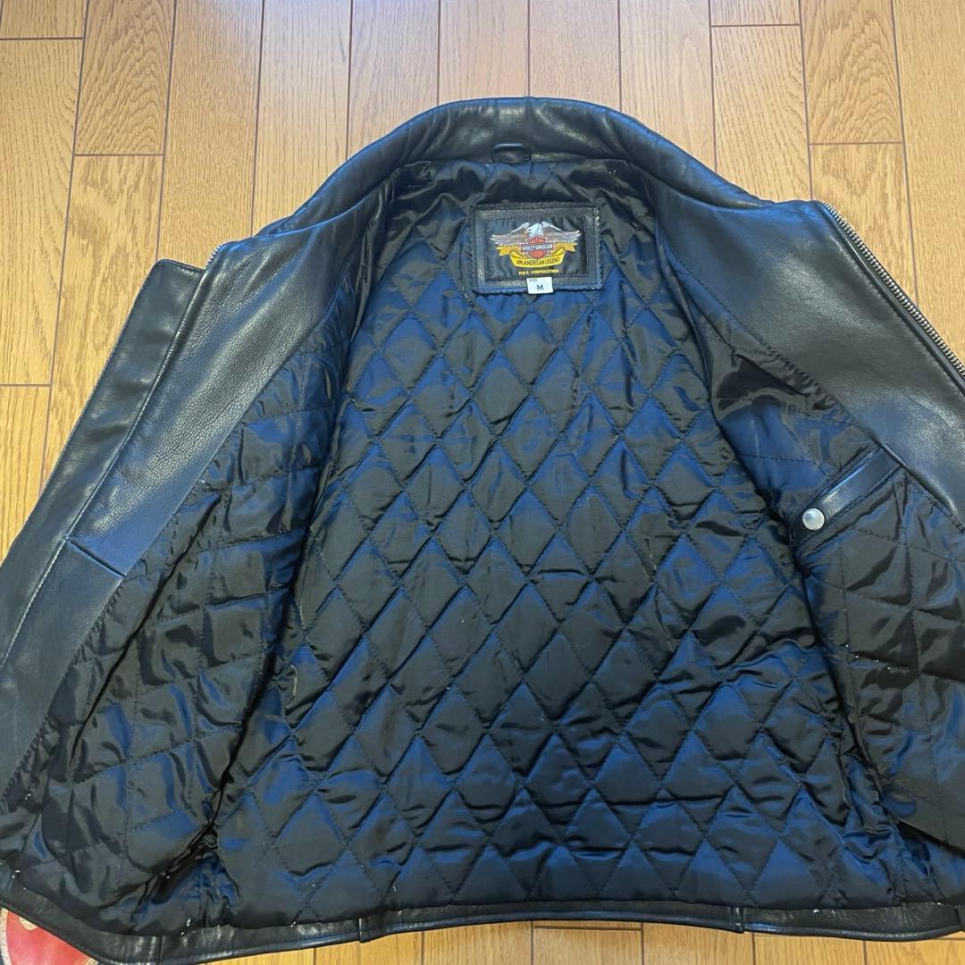【レア　人気】　ハーレー　革ジャン　レザージャケット　Mサイズ　ファイヤー　刺繍