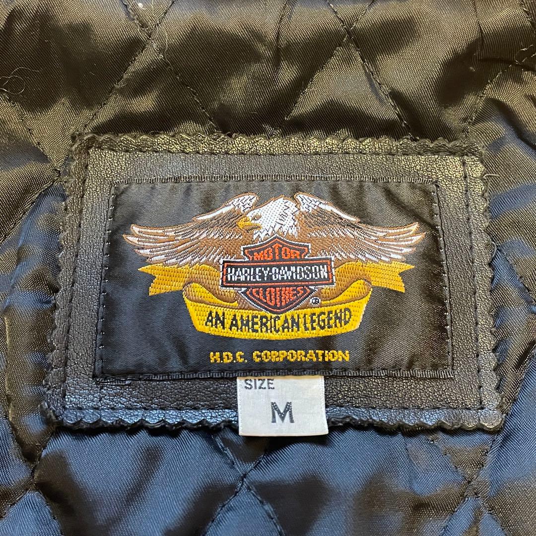 【レア　人気】　ハーレー　革ジャン　レザージャケット　Mサイズ　ファイヤー　刺繍