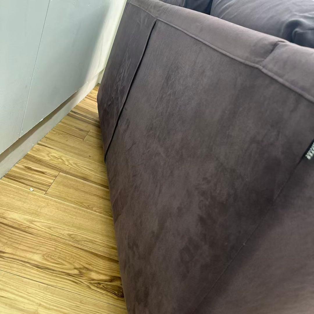 NOYES 2人掛けソファー　レア色　紫　布製　カウチソファー　オットマン付き