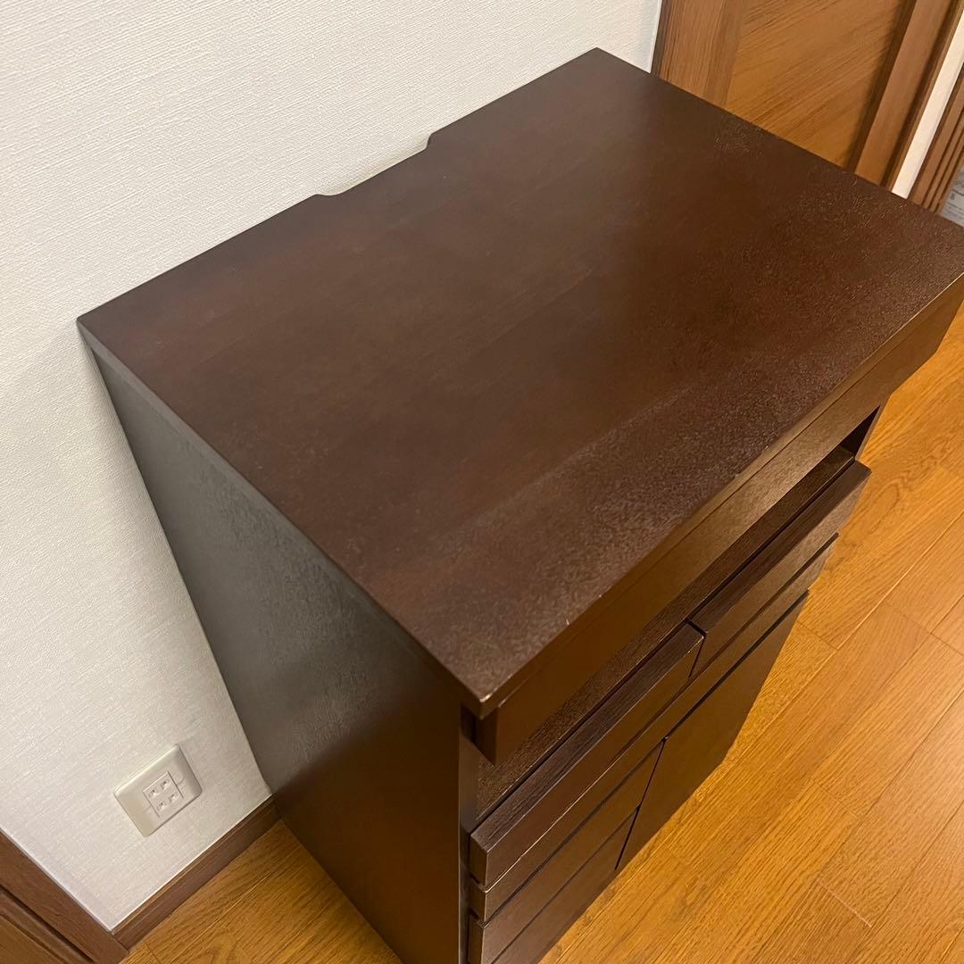 姫ちゃん　FAX台　ルーター収納　天然木　台　46cm ブラウン　収納