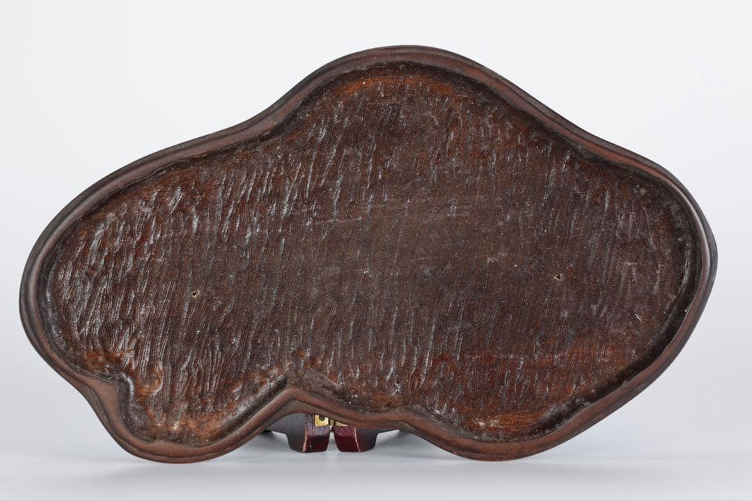 山景石 連山 遠山景 観賞石 台座付 3.4kg 水石 自然石 景石 盆景 盆石