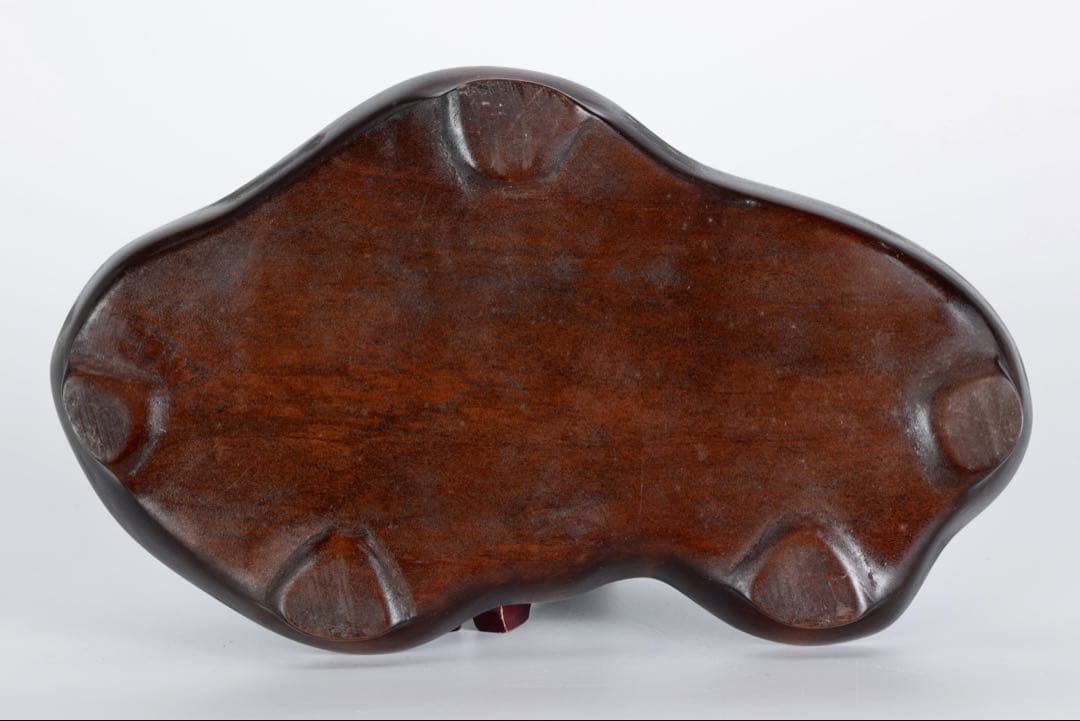 山景石 連山 遠山景 観賞石 台座付 3.4kg 水石 自然石 景石 盆景 盆石