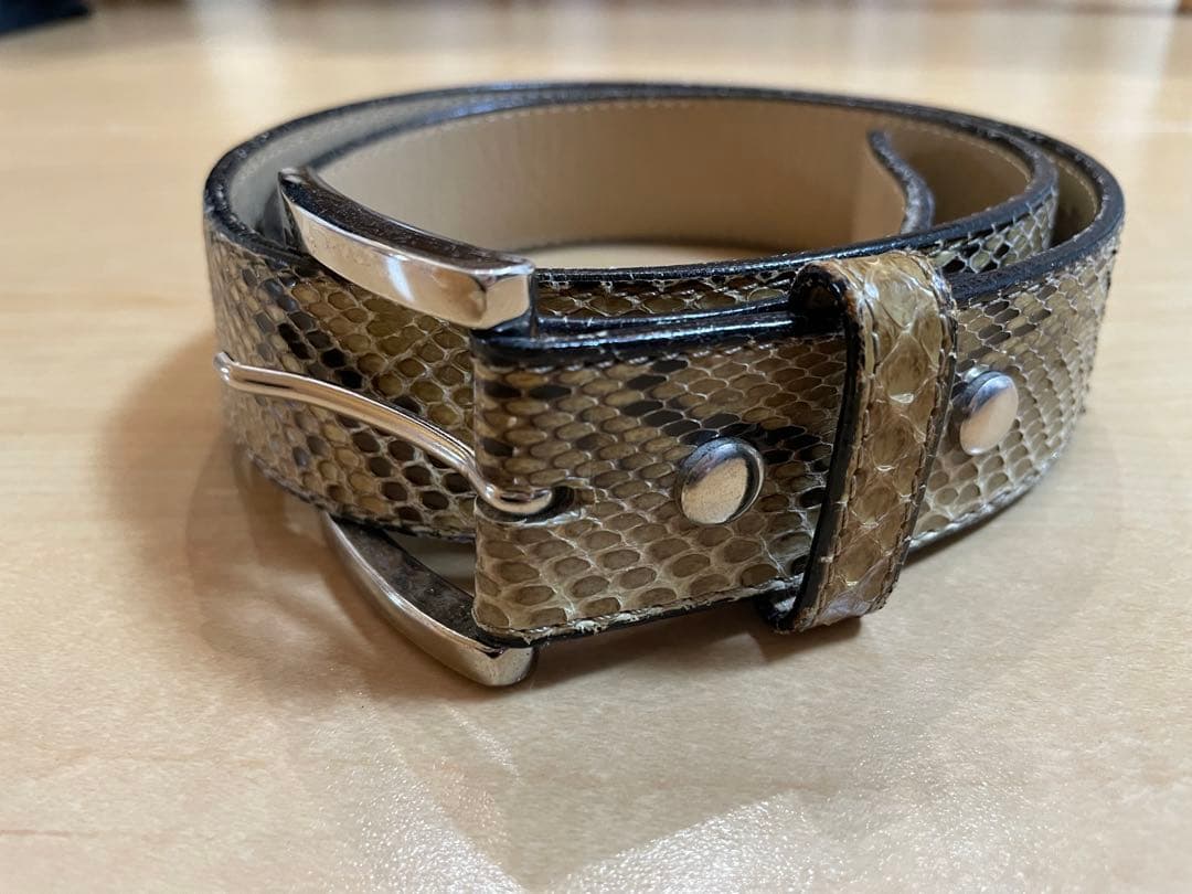 WACKO MARIAワコマリア パイソンレザーベルト ホワイト32シャツパンツ