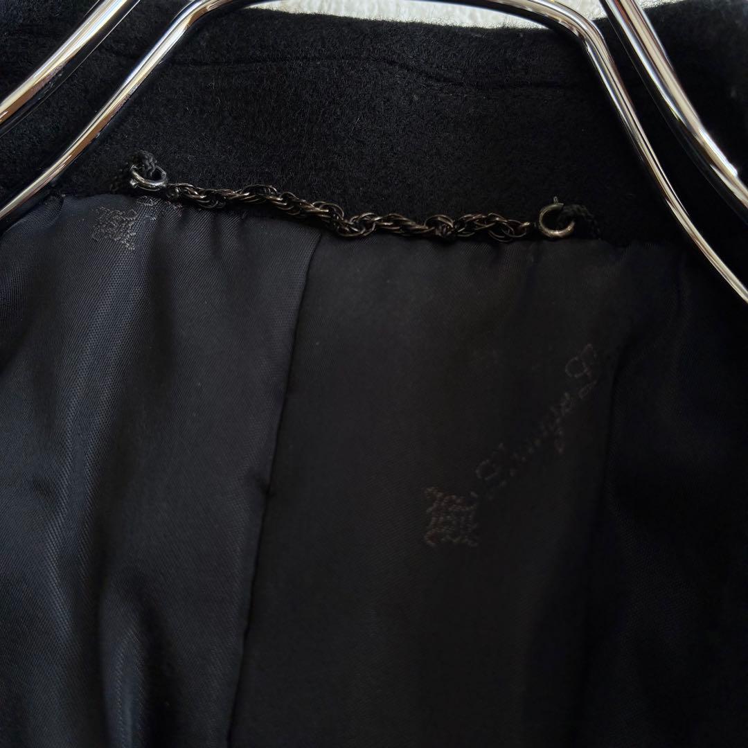 ラウンジリザード ロングコート L 黒 ウール チェスター 希少