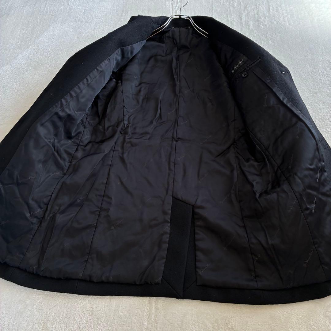 ラウンジリザード ロングコート L 黒 ウール チェスター 希少