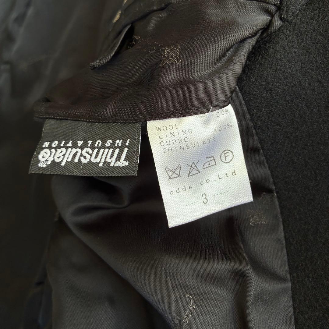 ラウンジリザード ロングコート L 黒 ウール チェスター 希少