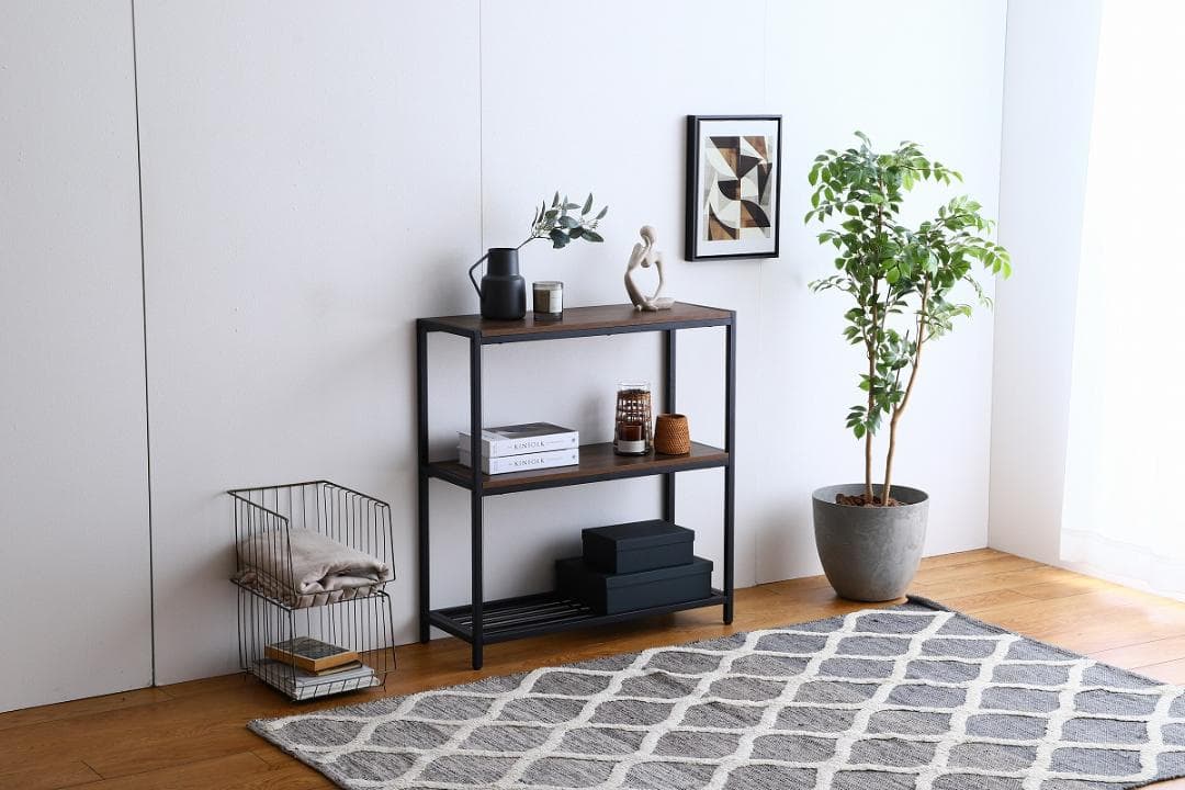 《新品・送料無料》【幅80cm】 Kyle アイアンラック3段