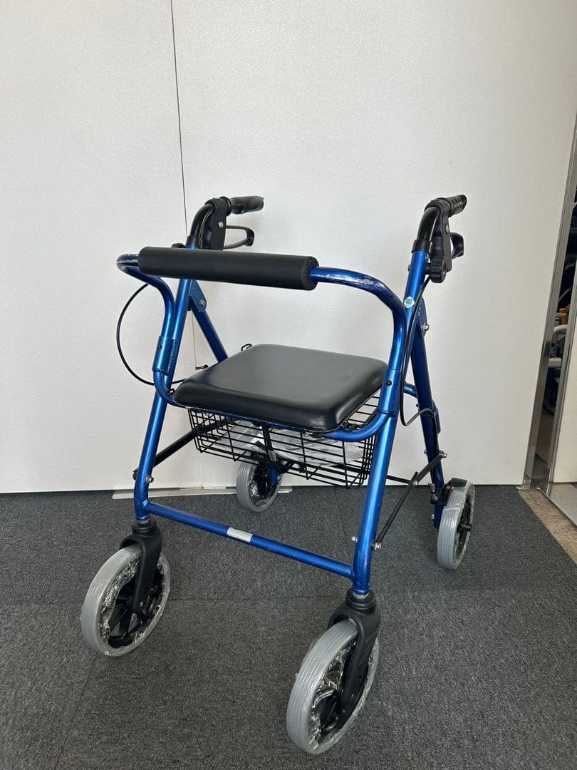 【送料込】竹虎　ハッピーⅡ　軽量歩行器　ブルーメタリック　かご付き