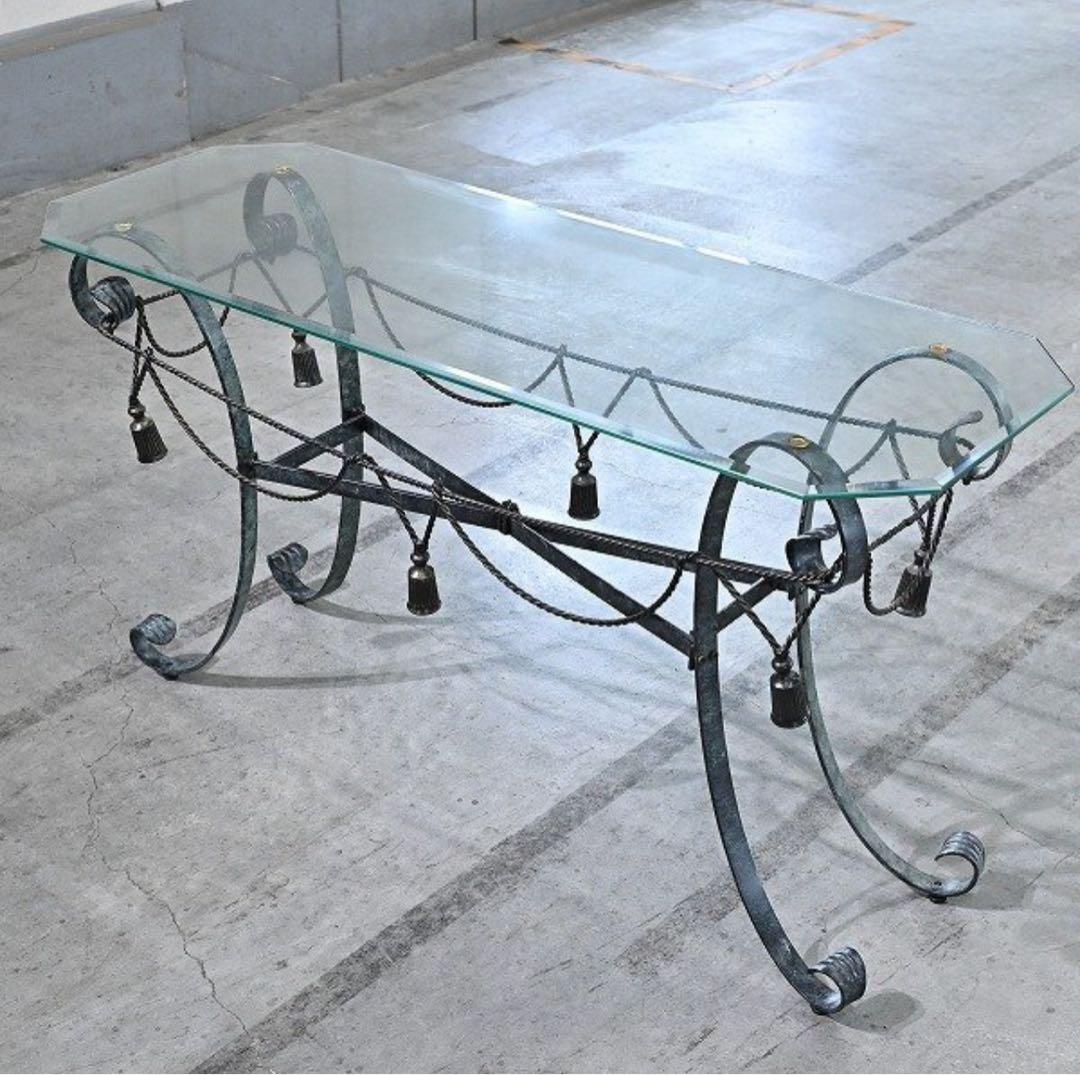 ★アール・ヌーボー様式 フランスビンテージ コンソールテーブル ガラス 飾り台