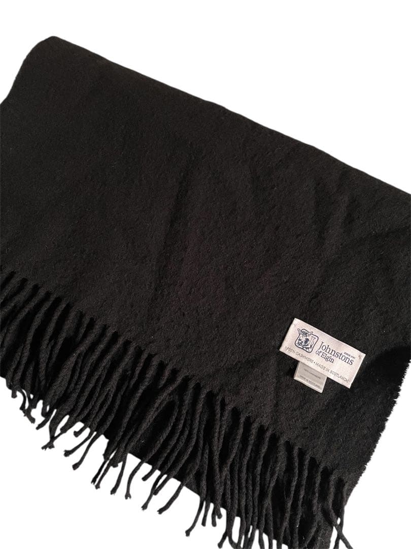 Johnstons of Elgin カシミヤ中判マフラー ブラック
