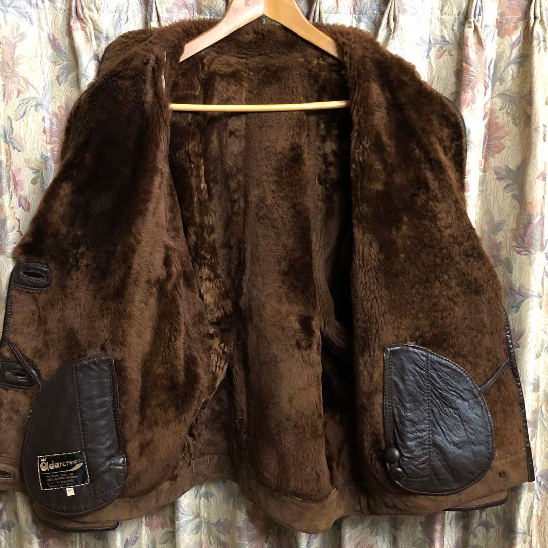 古着　レザージャケット　羊革　ボア　ファー　ムートン