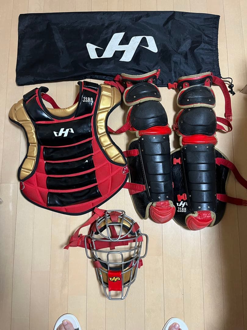 ハタケヤマ 軟式キャッチャー用防具セット 収納袋付き