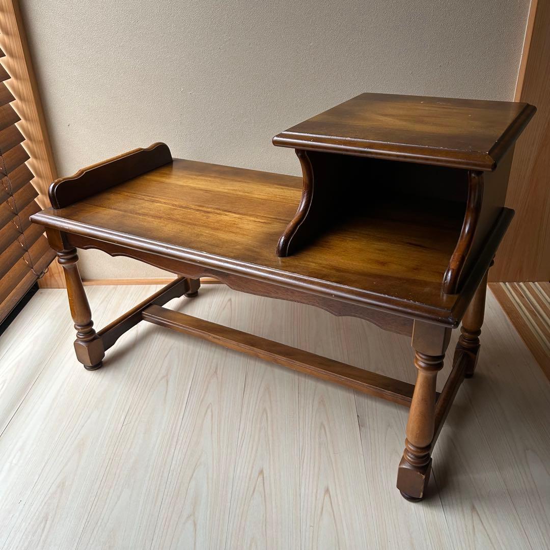 カリモク　オールドカリモク　コロニアル　テレフォンベンチ　電話台　ベンチ　花台