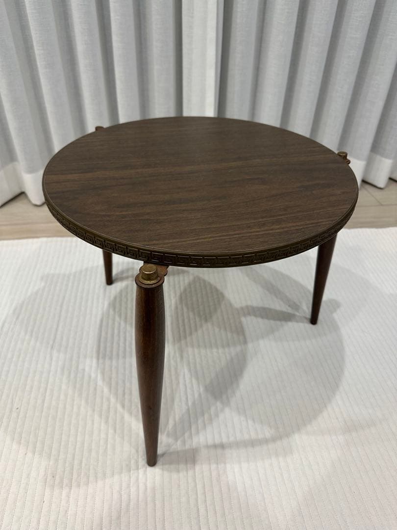 【最終値下】ミッドセンチュリー60s ダークブラウン円形ミニテーブル