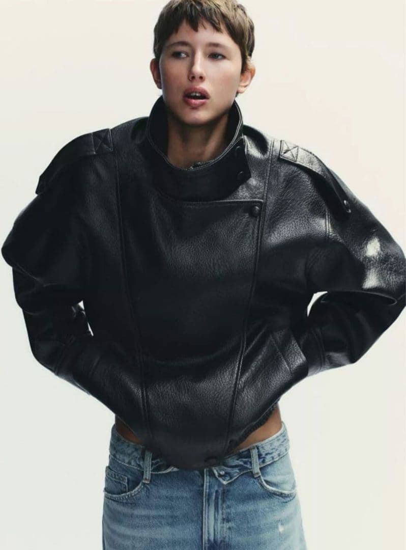 zara フェイクレザージャケットL