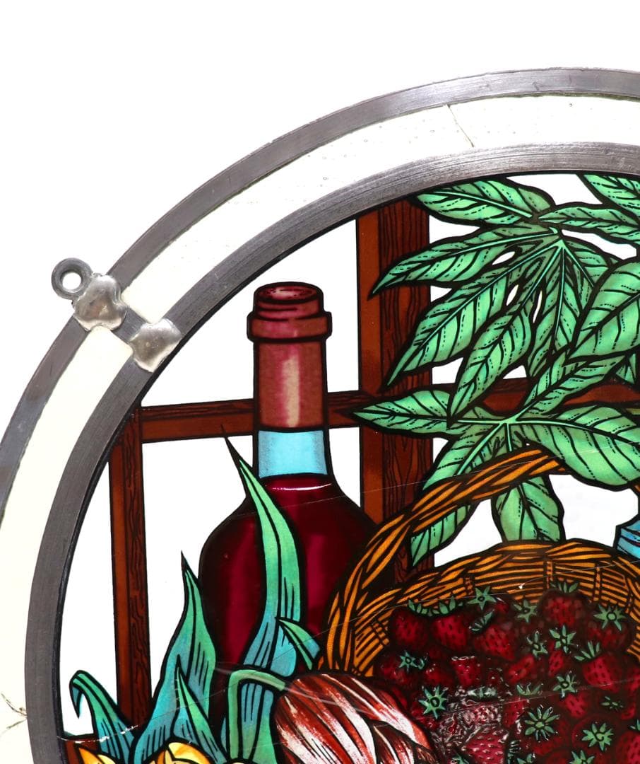 ストロベリーと赤ワイン ダブルリム製 ヴィンテージステンドグラス極稀少 初期作品