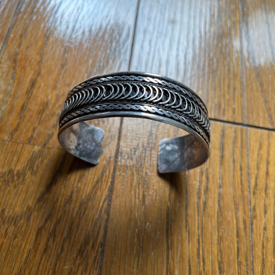 ヴィンテージ ヘビーカフブレスレット シルバー925 銀