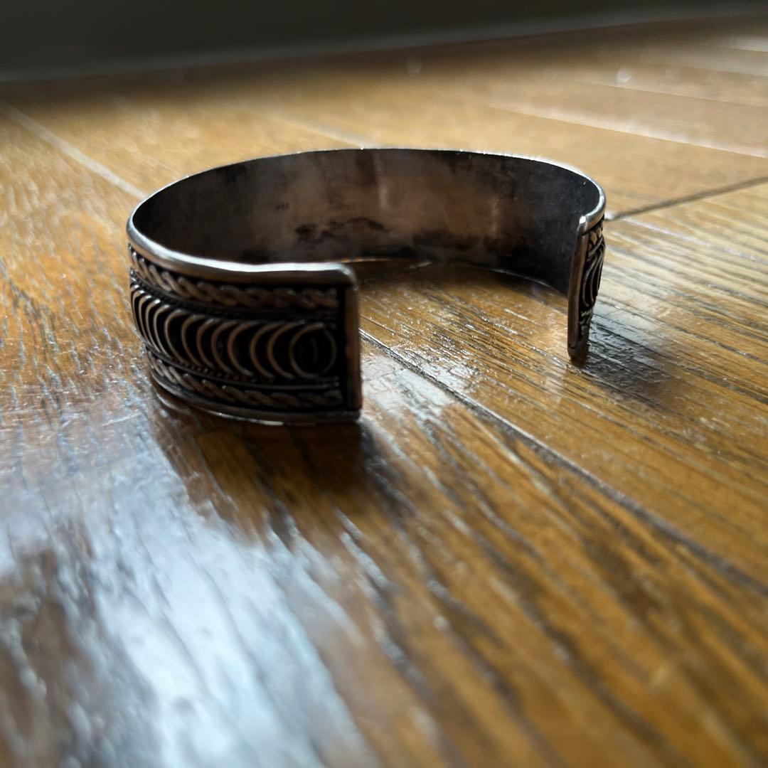 ヴィンテージ ヘビーカフブレスレット シルバー925 銀