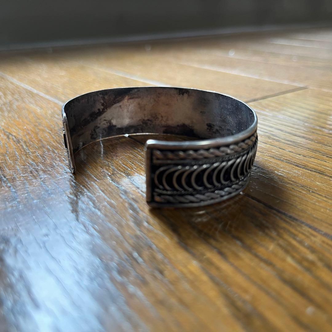 ヴィンテージ ヘビーカフブレスレット シルバー925 銀