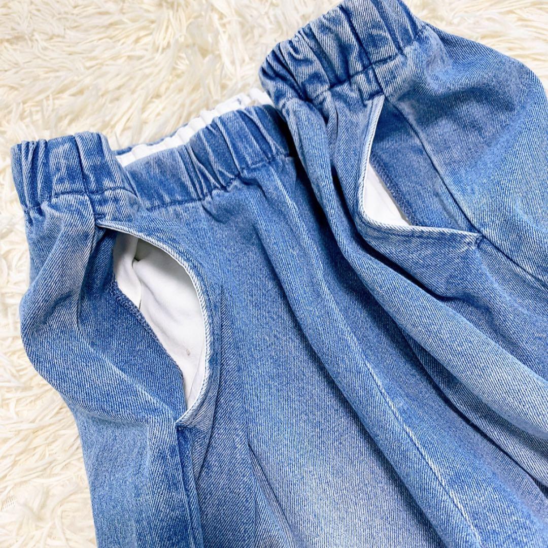 【美品】かぐれ フェードデニムイージーパンツ ウエストゴム 近年モデル 大人気