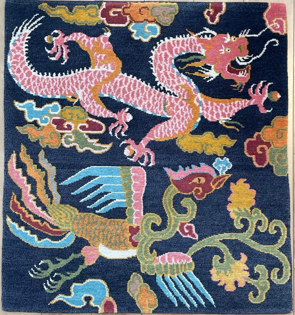 龍と鳳凰　カガマ　norbu lingka ノルブリンカ　チベット絨毯　ドラゴン