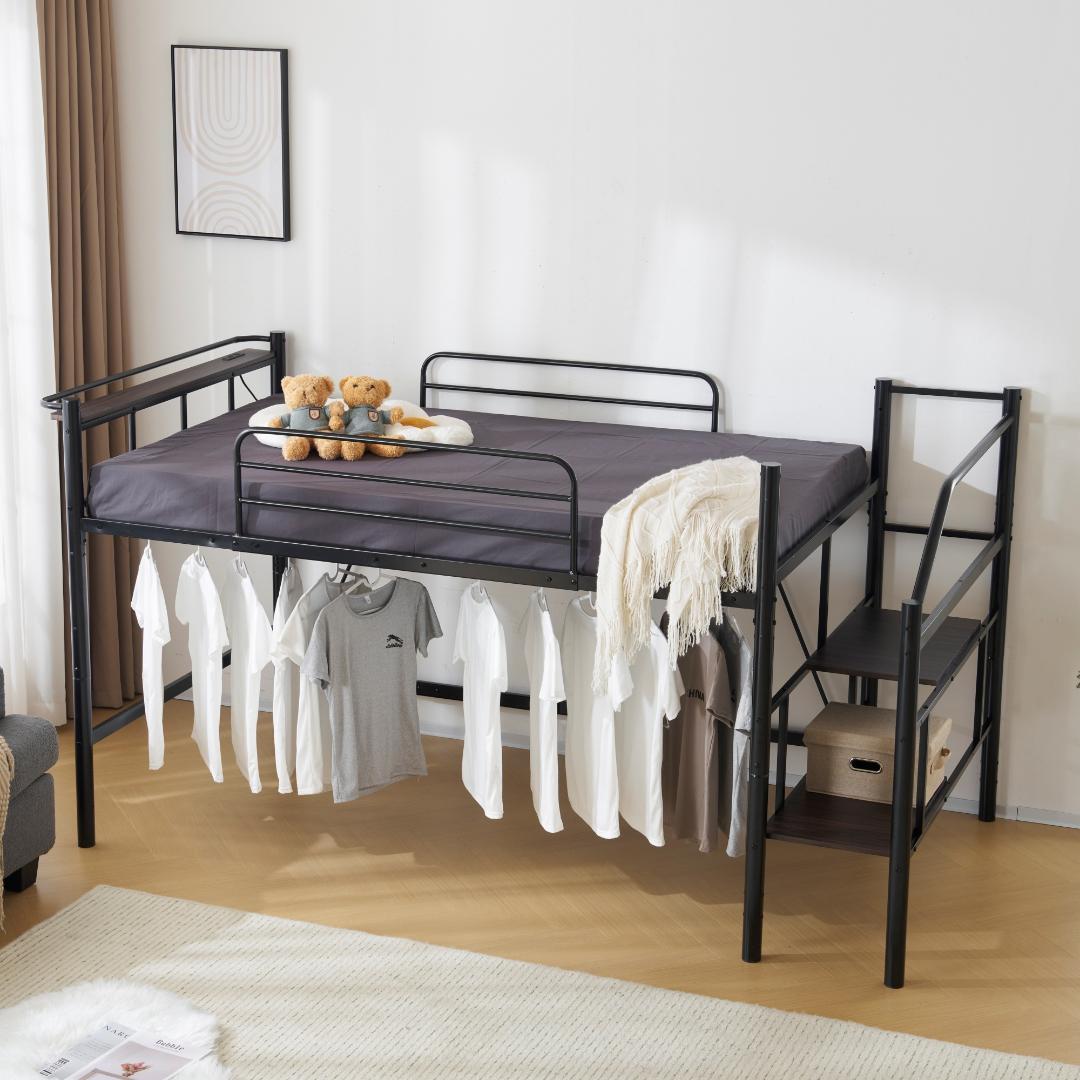 【パイプ床板・SDセミダブル】ロフトベッド パイプベッドセミダブル北欧風 耐震