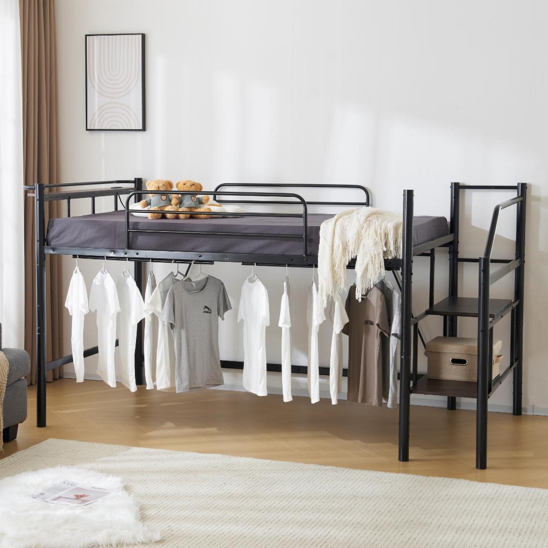 【パイプ床板・SDセミダブル】ロフトベッド パイプベッドセミダブル北欧風 耐震