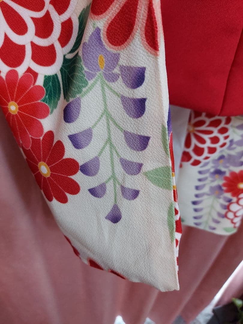 七五三　キャサリンコテージ　3歳　赤と花柄の着物