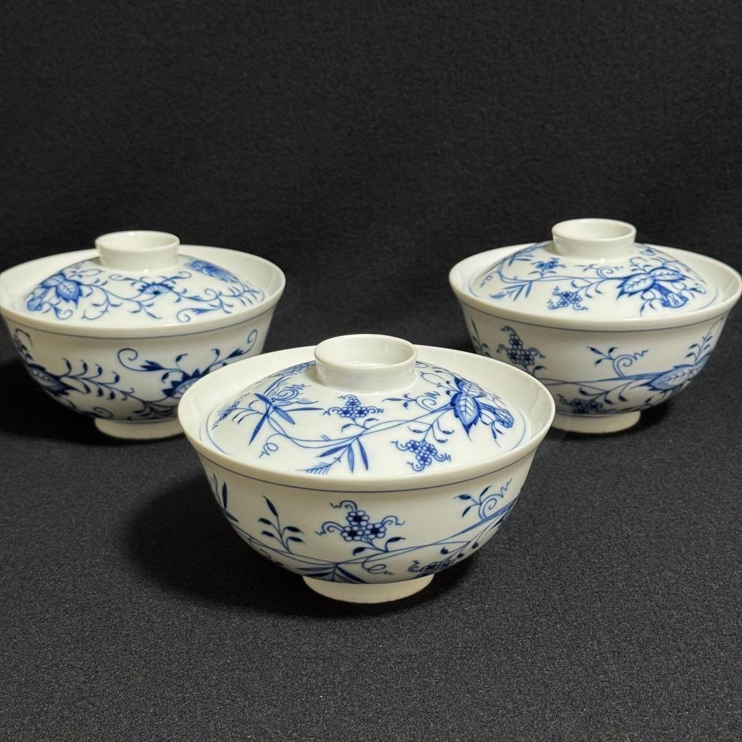 【超希少/未使用】マイセン　ブルーオニオン　蓋付きボウル　丼鉢　どんぶり