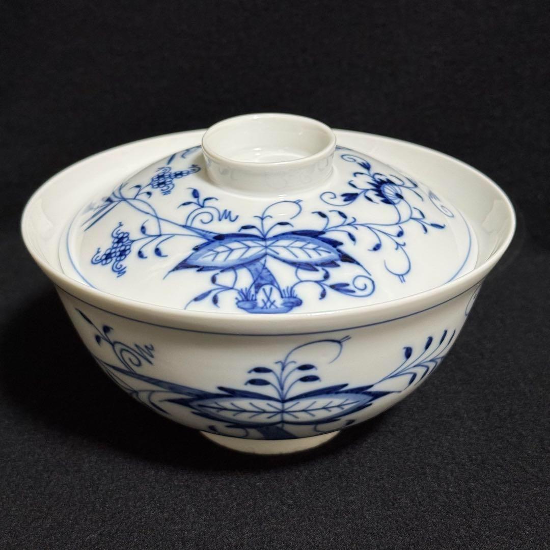 【超希少/未使用】マイセン　ブルーオニオン　蓋付きボウル　丼鉢　どんぶり