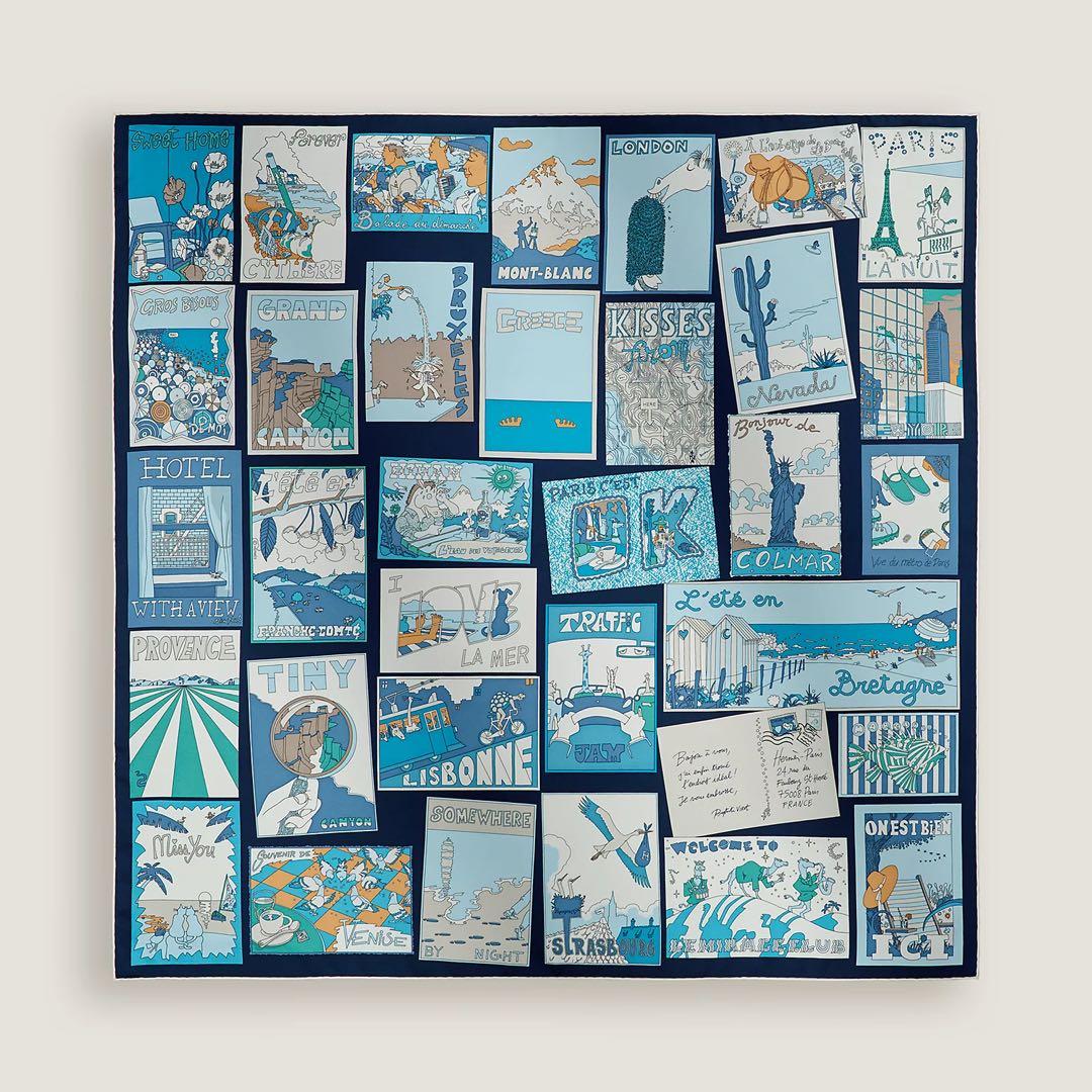 新品・2026SS　エルメス　カレ90　お気に入りの場所　ブルーマリン