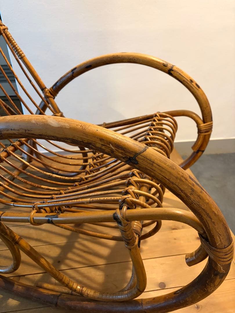 1960s イタリア製 ラタン ロッキングチェア Franco Albini