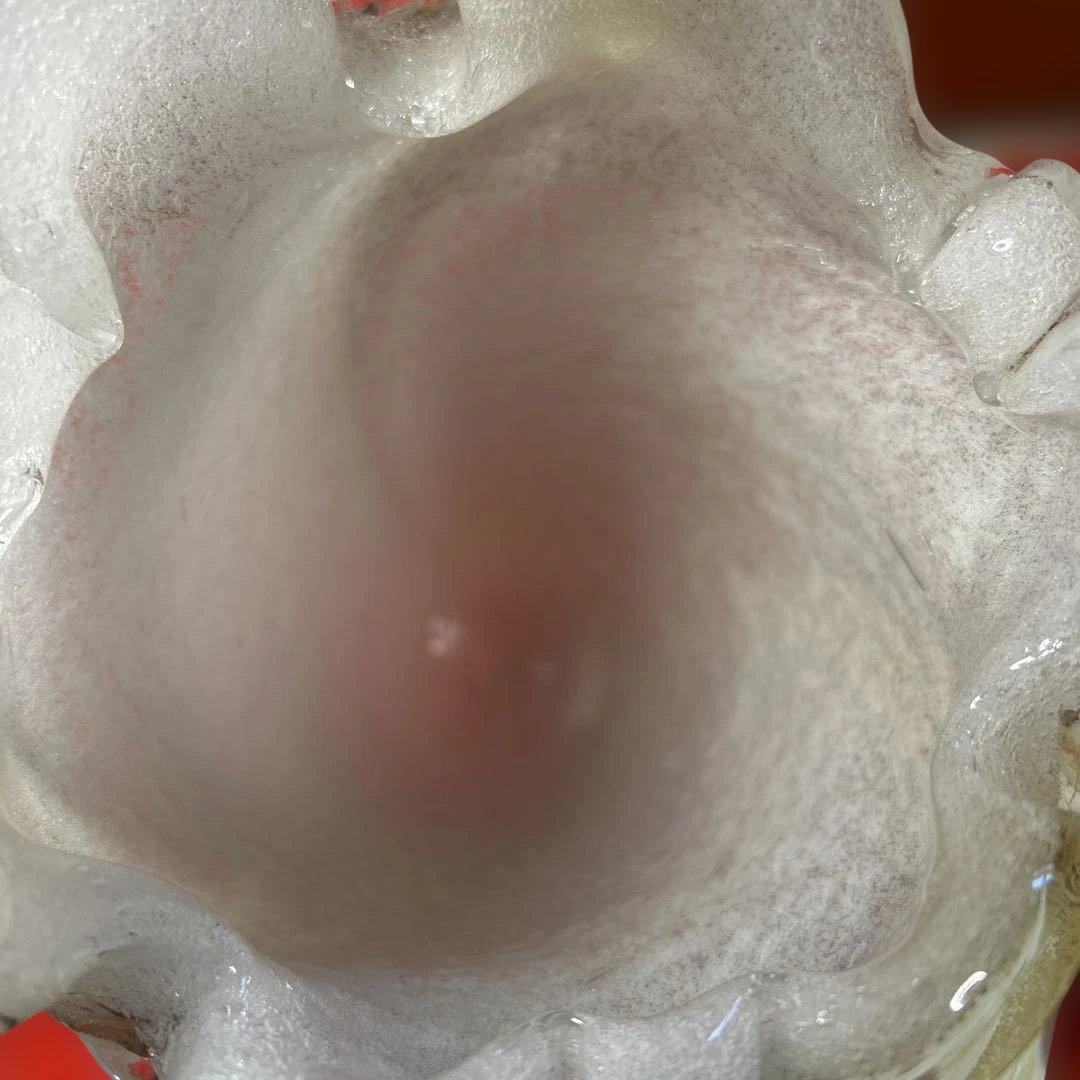 イワタガラス　フラワーベース　透明ガラス、白色、金色 吹きガラスの手法