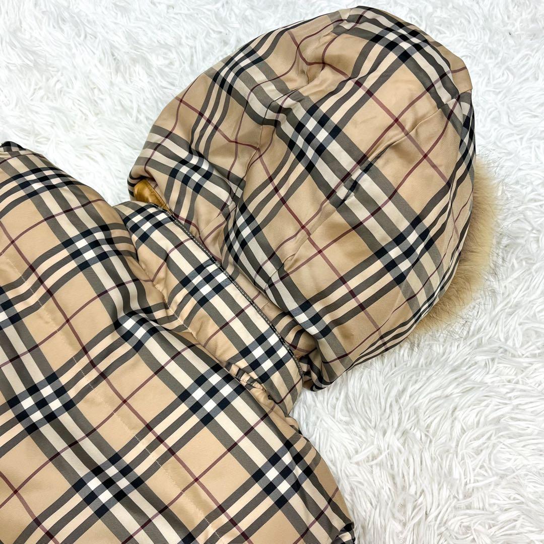 極美品 バーバリーロンドン ダウンベスト リバーシブル フード、ファー着脱可能