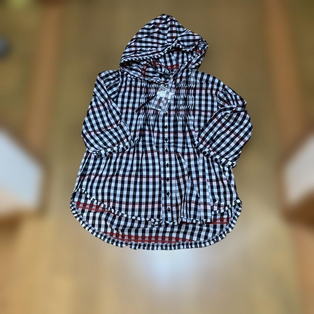 Pink House フード付きチェックシャツ