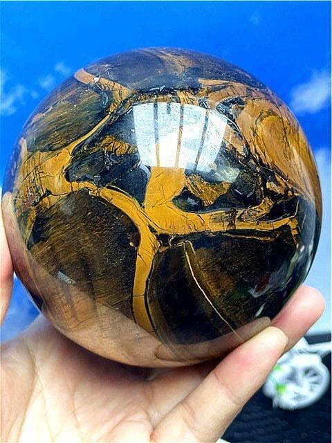 1950g ★AAA級【金運UP】天然タイガーアイ丸玉B89A1/337A17C