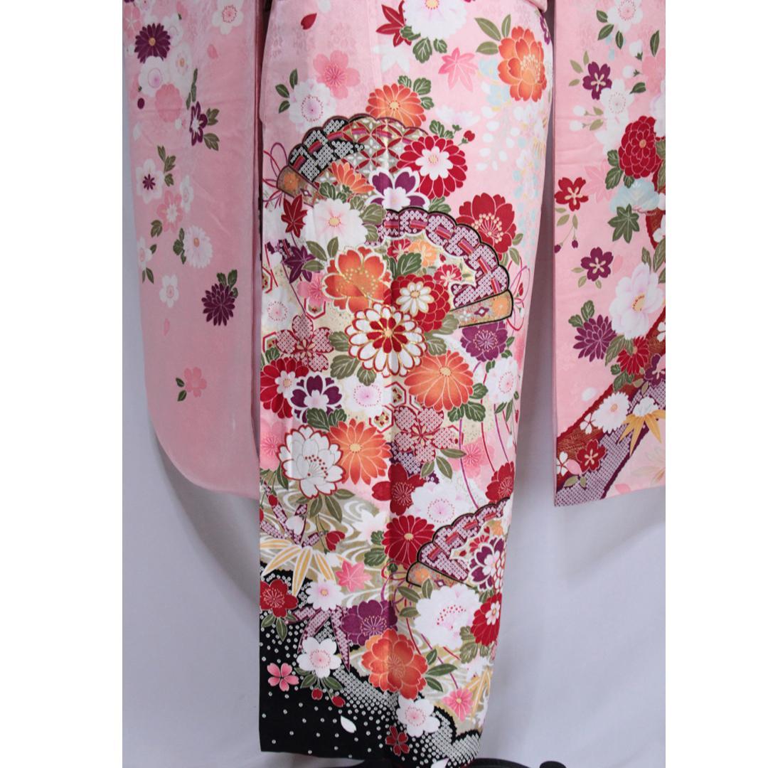 振袖現代柄ピンク5点セット 帯 帯揚げ 帯締め 重ね衿 成人式前撮りPK12