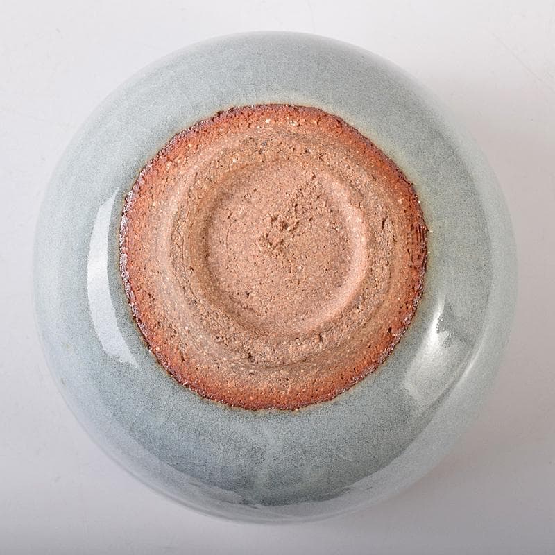 茶道具　木村盛伸作　灰釉立鶴　茶碗　共布共箱　C　R8708