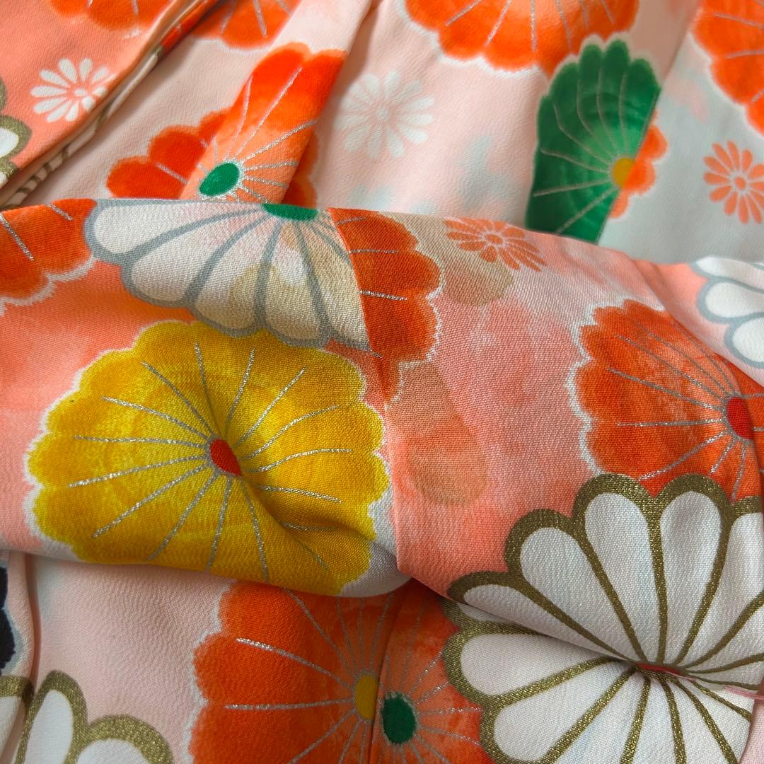 七五三 3歳 子供着物 753 アンティーク着物 被布 女の子 三歳 ピンク 白