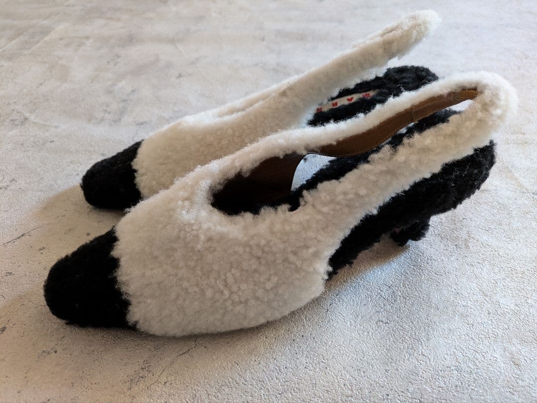 MARNI ムートンボアポインテッドトゥ シューズ