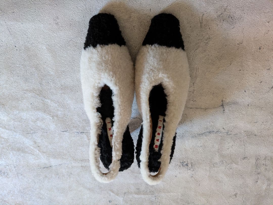 MARNI ムートンボアポインテッドトゥ シューズ