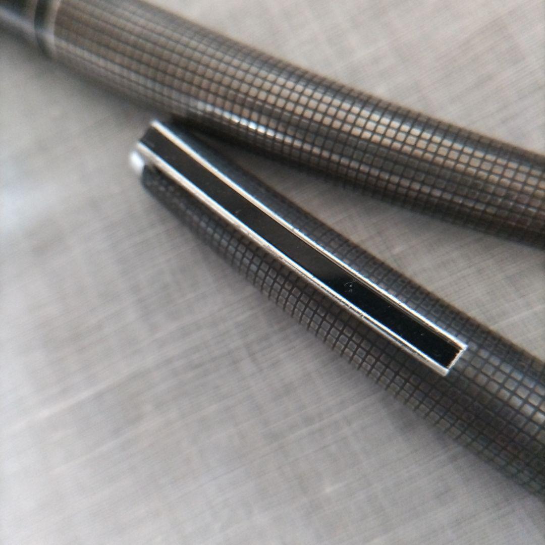 PILOT 18KWG スターリングシルバー 万年筆 シルバーン 格子