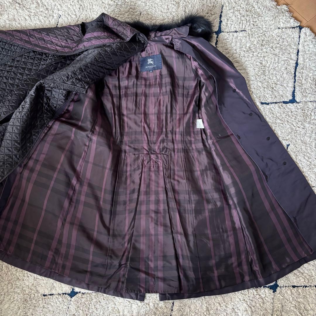 【美品✨】希少！バーバリーロンドン　ロングコート　ファー　キルティング　パープル