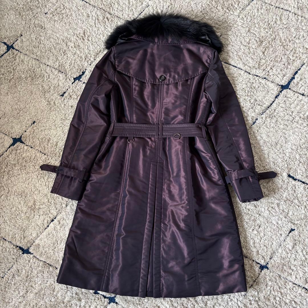 【美品✨】希少！バーバリーロンドン　ロングコート　ファー　キルティング　パープル