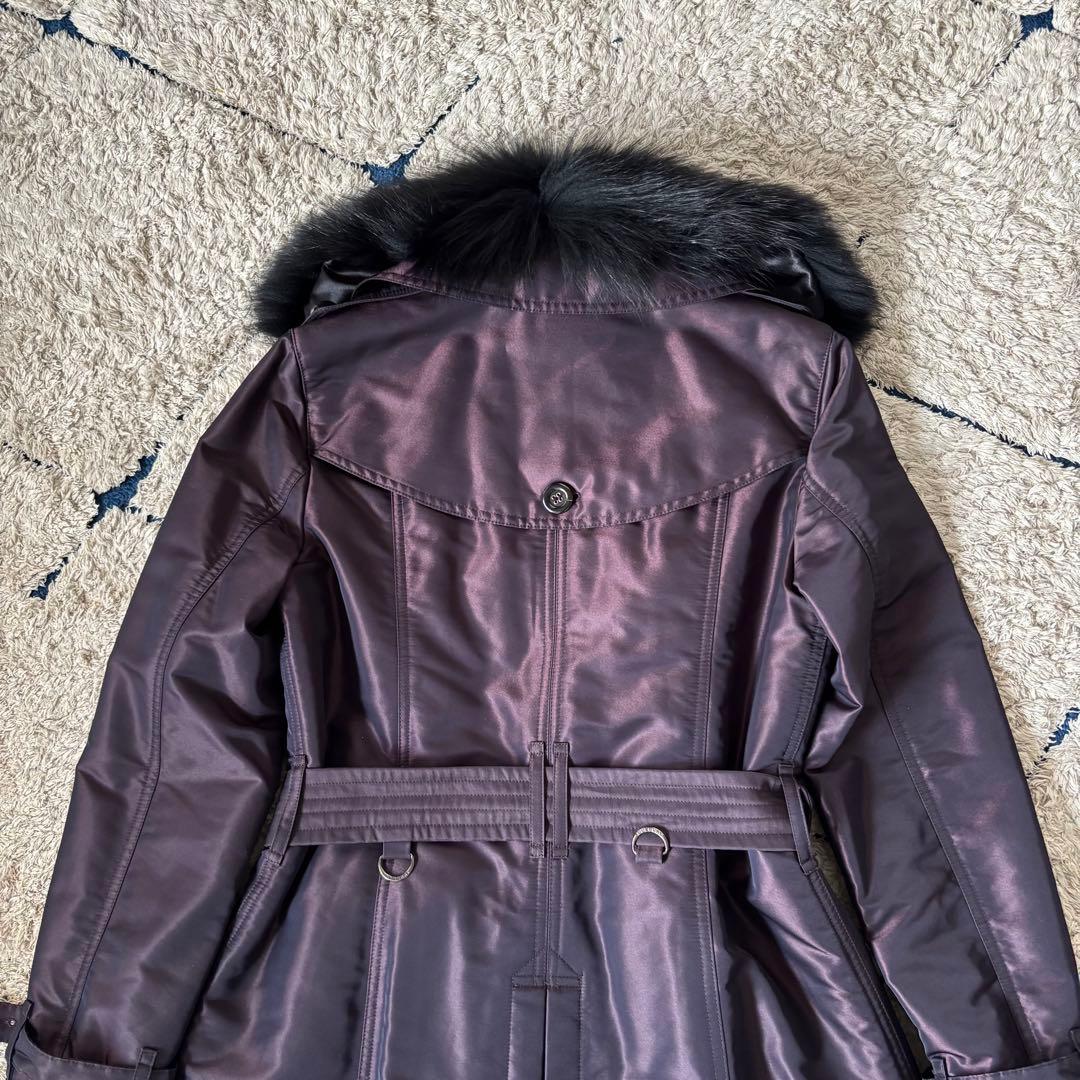 【美品✨】希少！バーバリーロンドン　ロングコート　ファー　キルティング　パープル