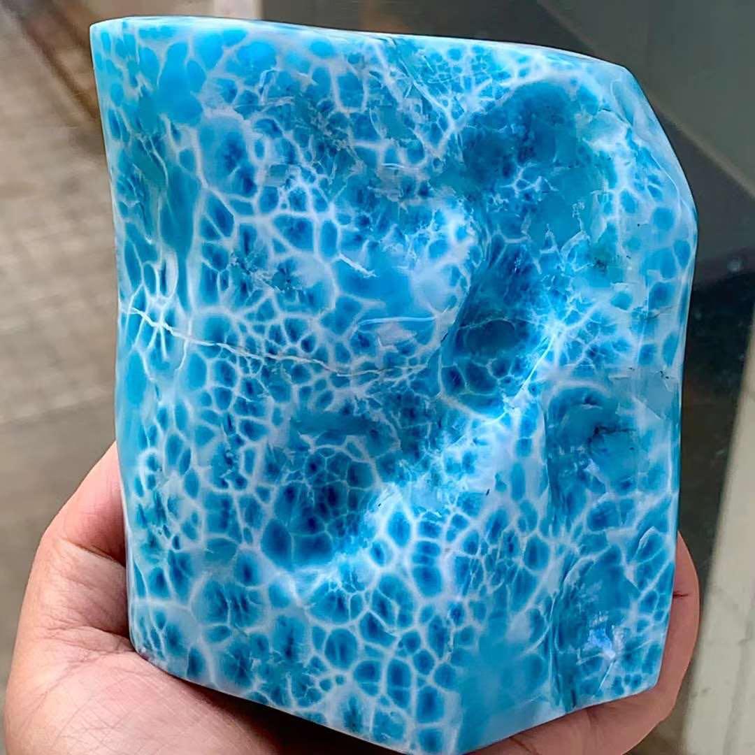 1370g 天然無処理　ラリマー  置物(原石)