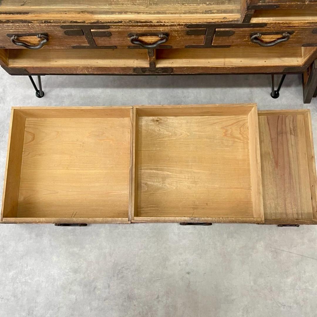 ヴィンテージ 無垢材 ローチェストアイアン脚 引き出し ローボード ビンテージ