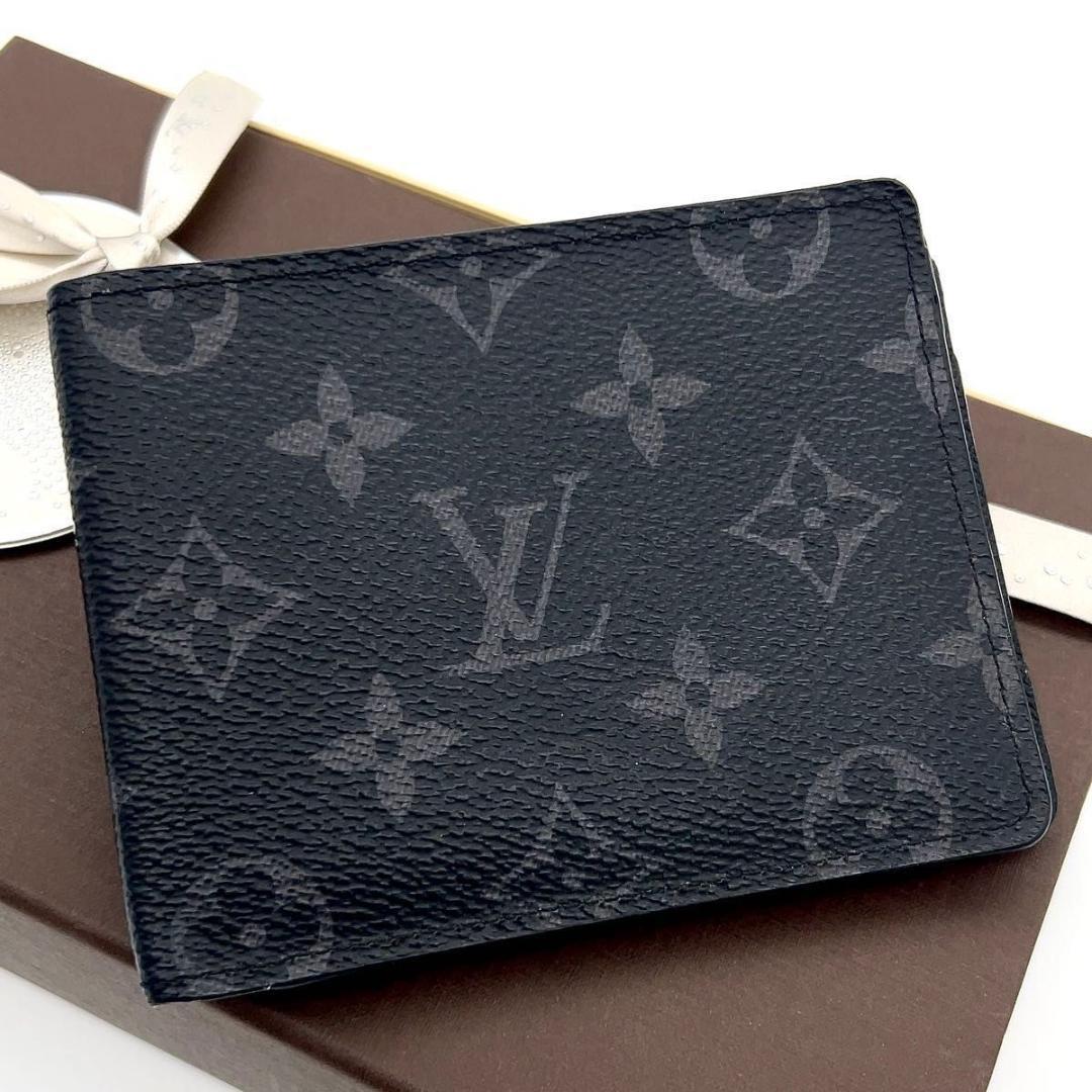 ルイヴィトン エクリプス 二つ折り財布 ミュルティプル 札入れ ブラック