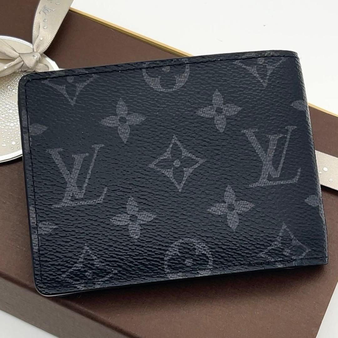 ルイヴィトン エクリプス 二つ折り財布 ミュルティプル 札入れ ブラック